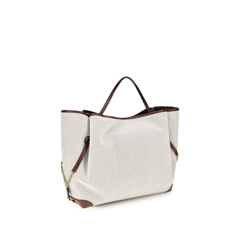 Beige cotton shoulder bag-null
