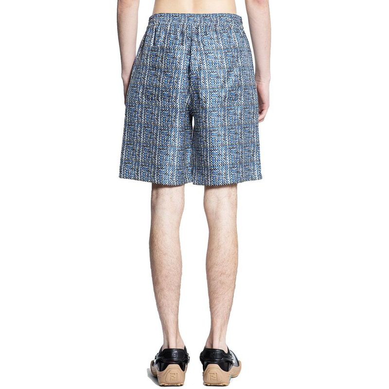 Blue silk bermuda shorts-null