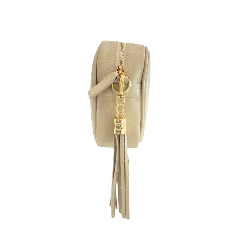 Beige cowhide leather women crossbody bag-null