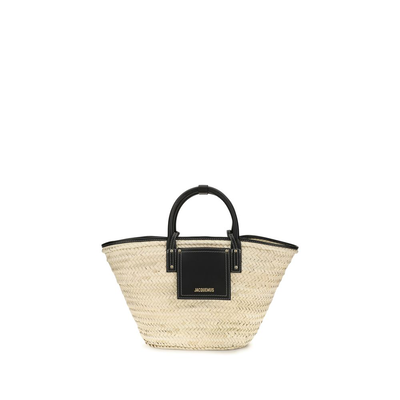 Beige raffia shoulder bag, Beige, medium