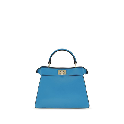 Blue calf leather bos taurus handbag, Blue, medium