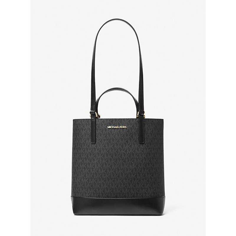 Black leather shoulder bag-null