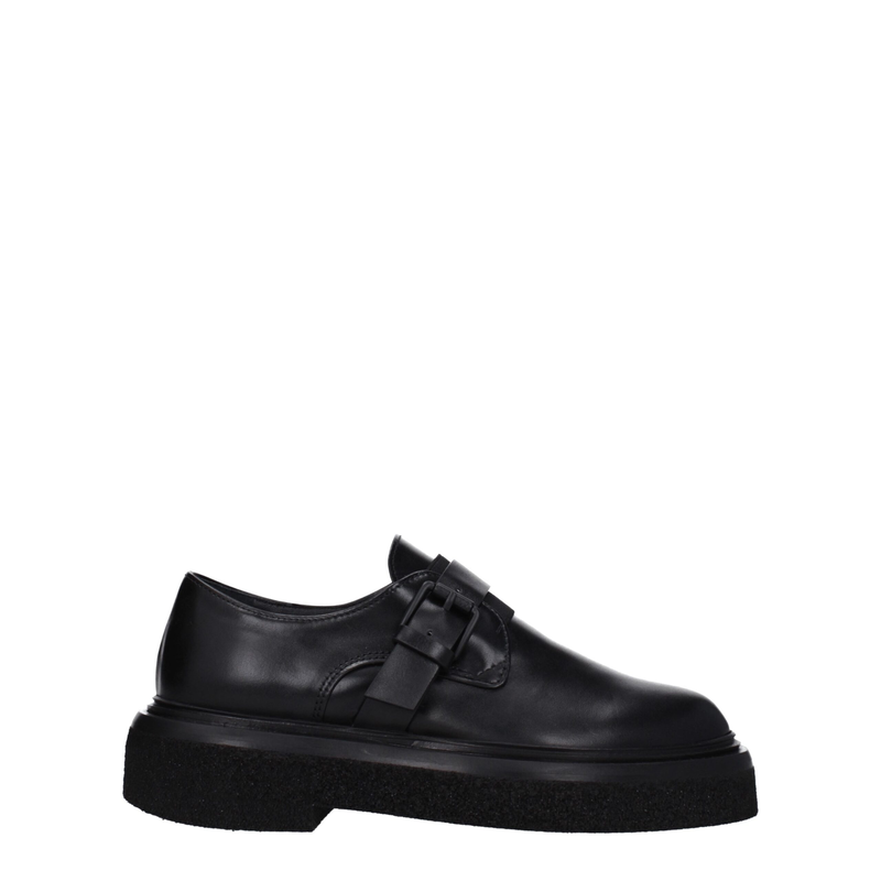 Black leather oxfords and derbies-null