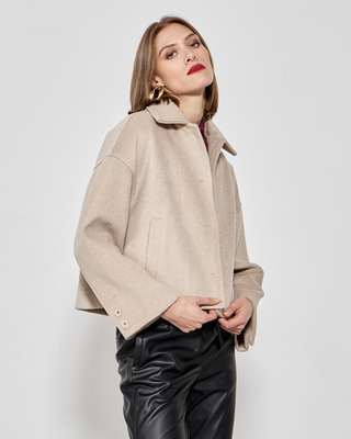 Coat cropped oversize, Beige, medium