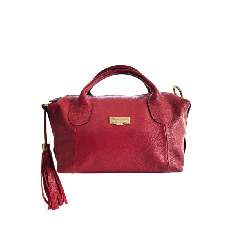 Red leather women handbag-null