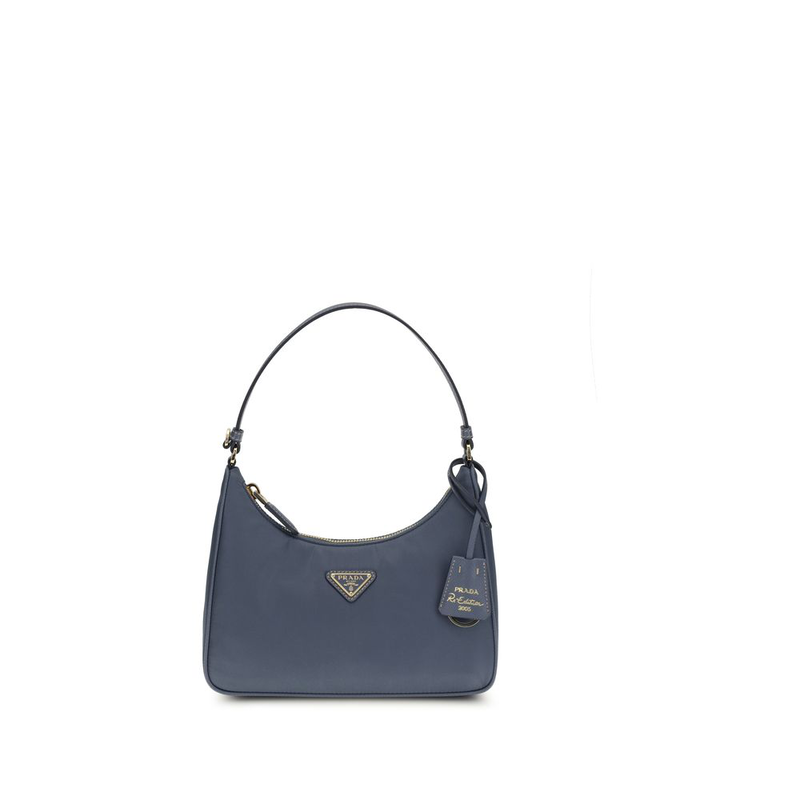 Blue recycled polyamide shoulder bag-null