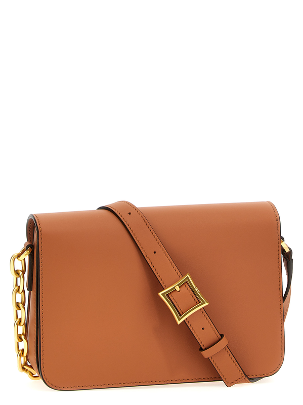 Brown calfskin crossbody bag-null