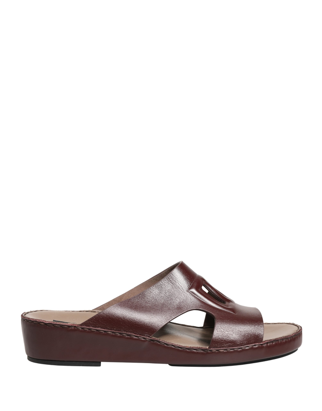 Maroon leather cutout dg logo sandals shoes-null