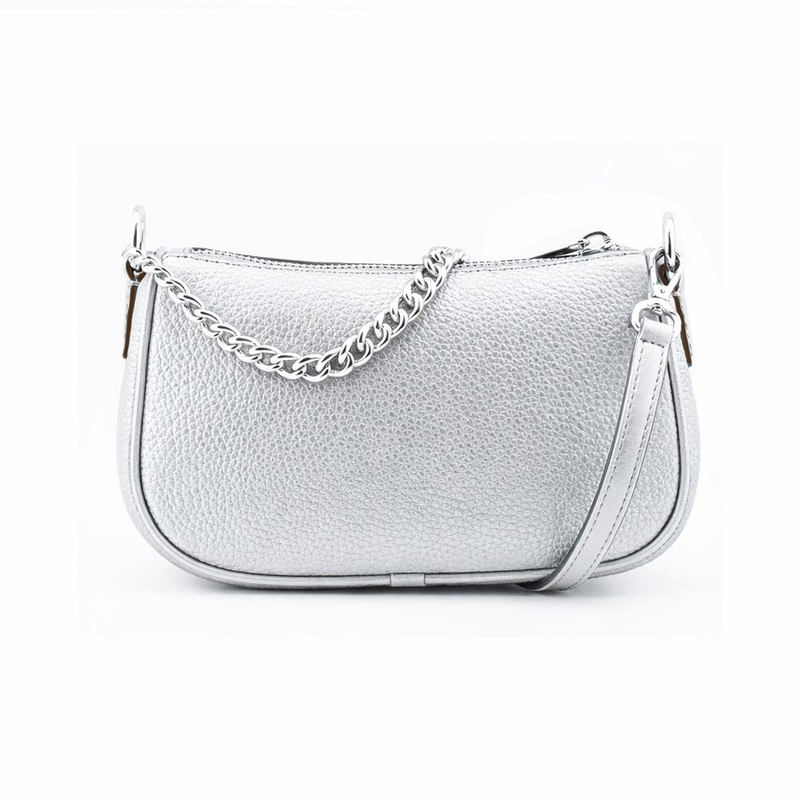 Gray leather shoulder bag-null