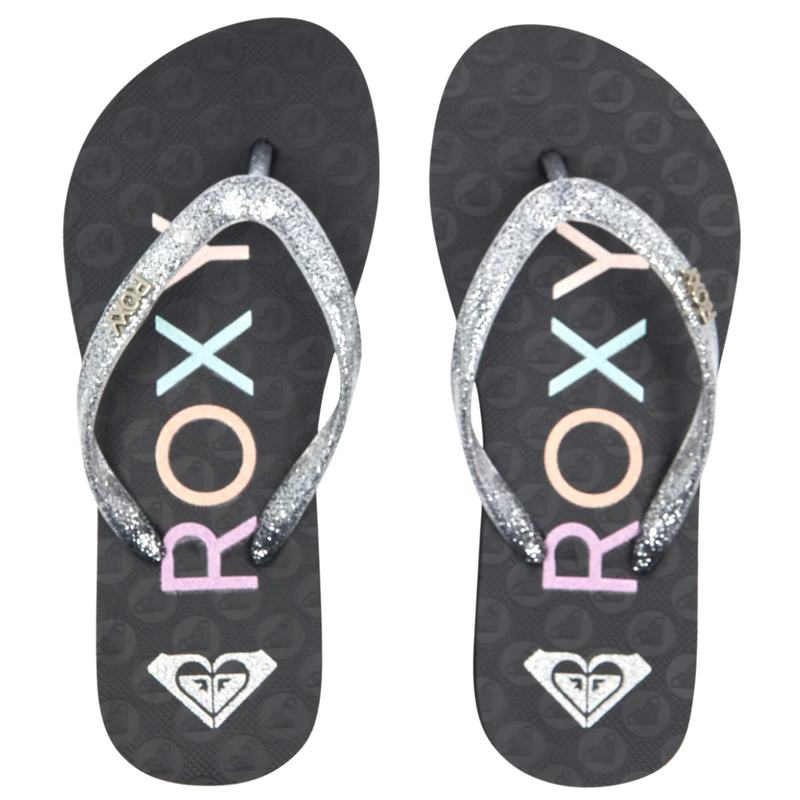 Roxy kids girls viva sparkle flip flops black argl100263-bmv-null
