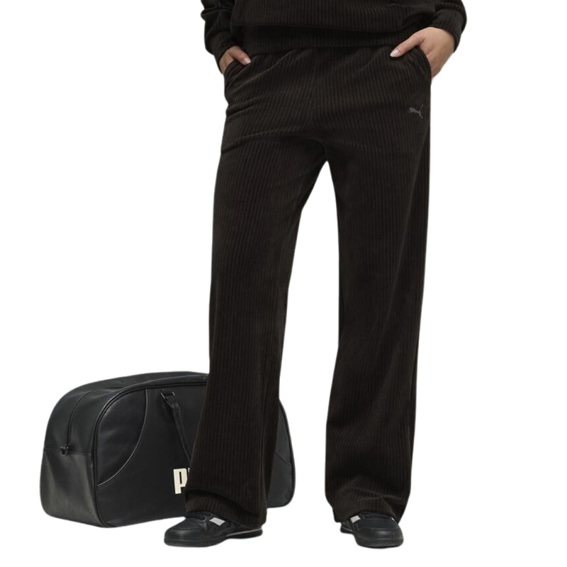 Puma women essentials elevated velour rib straight leg pant-null