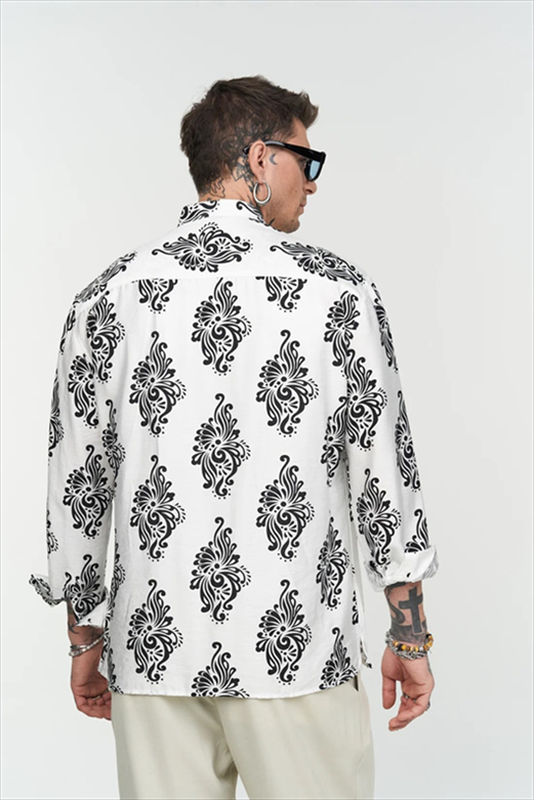 Product image: Stefan flame flower stand up collar shirt-null
