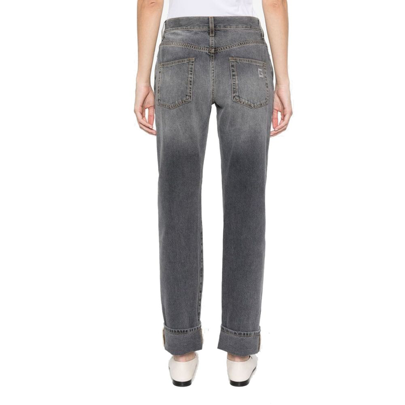 Gray cotton relaxed fit jeans-null