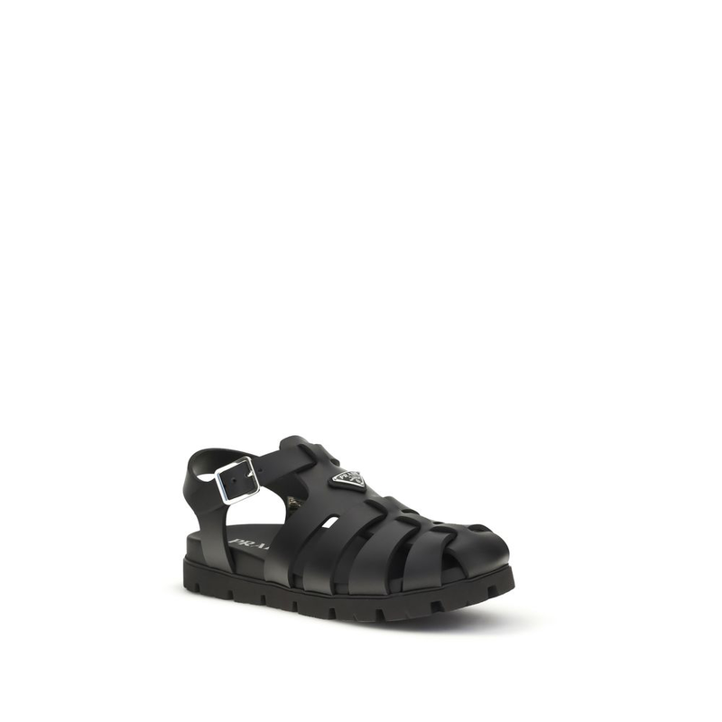 Black calf leather bos taurus flat sandals-null