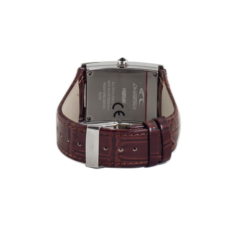 Brown leather dress watch-null