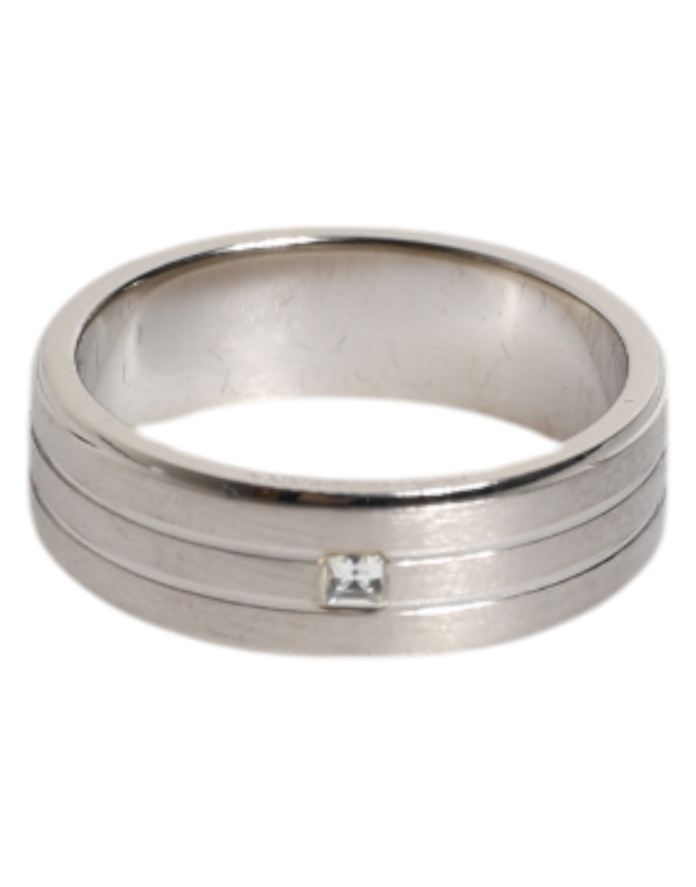 Silver tone brass clear crystal dg logo ring-null