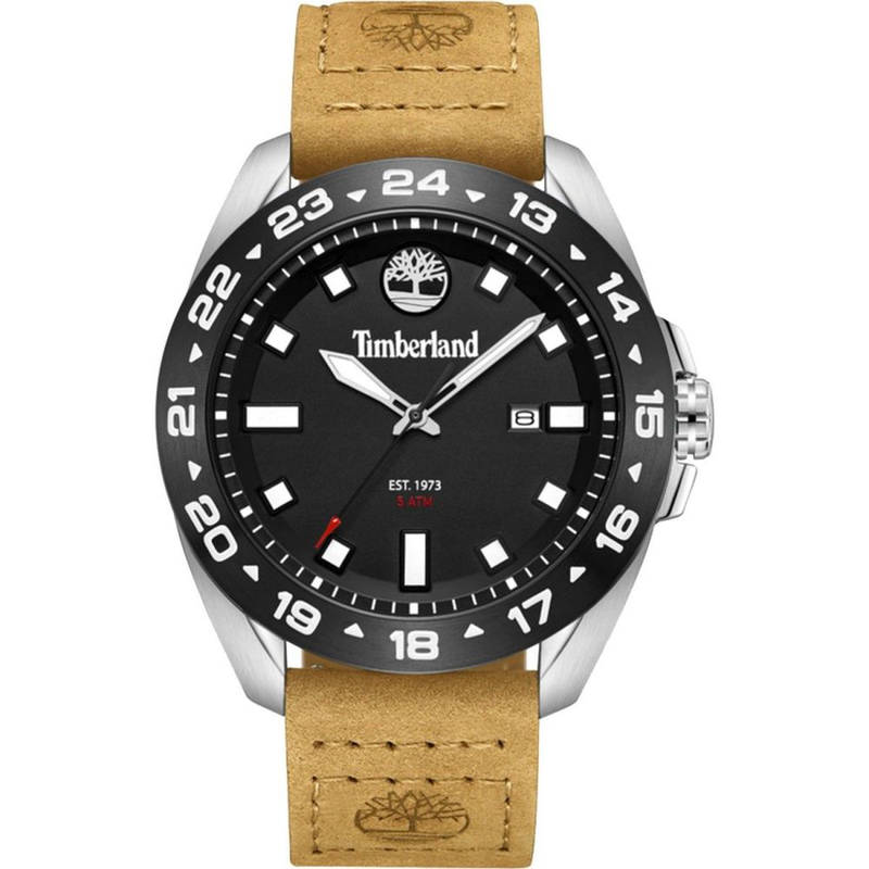 Brown leather dress watch-null