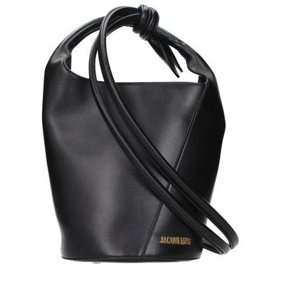 Black leather crossbody bag, Black, medium