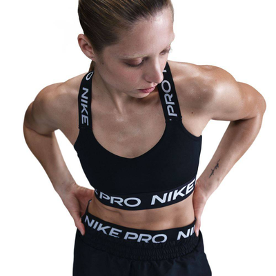Pro light-support non-padded sports bra, Black / Black / White, medium