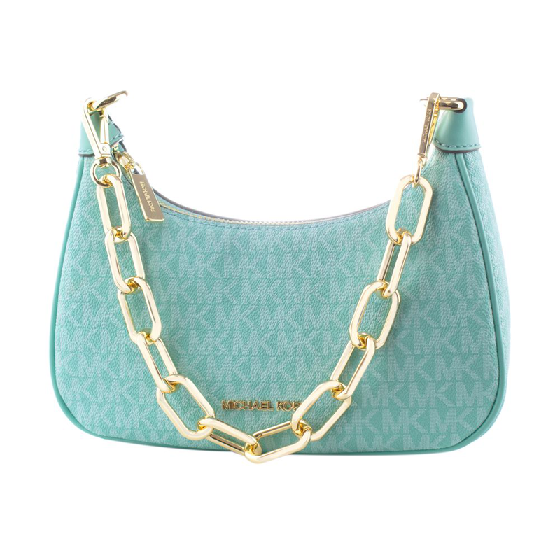 Blue leather handbag-null