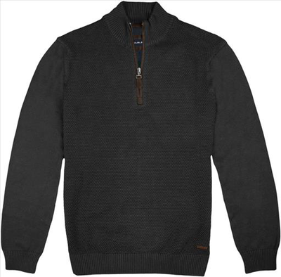 High neck knitwear with 1/4 zip, Black, medium