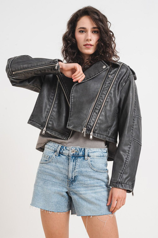 Only casey faux leather washed jacket-null