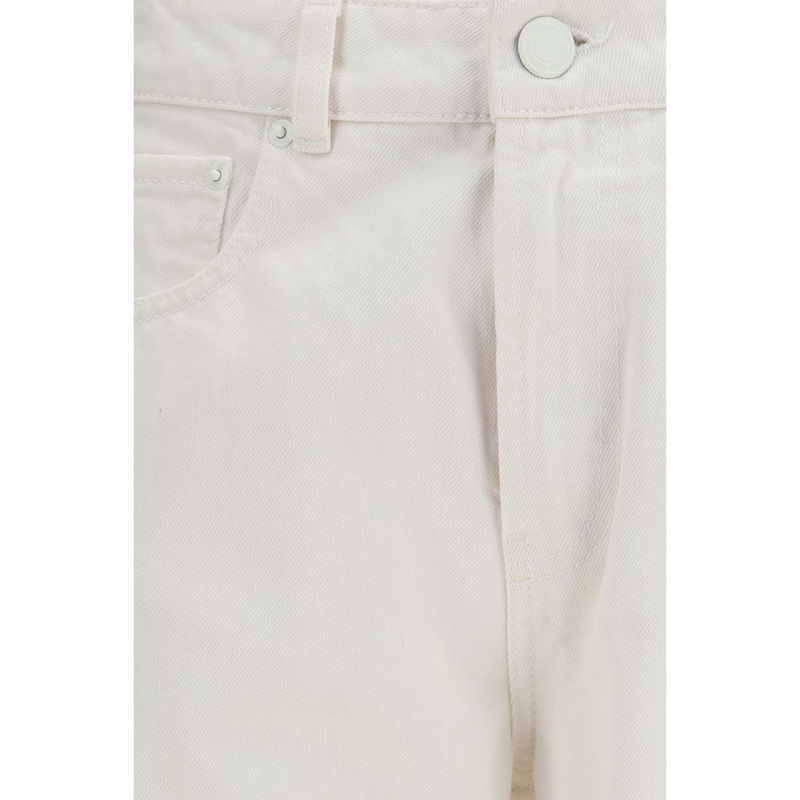White cotton straight-leg jeans-null