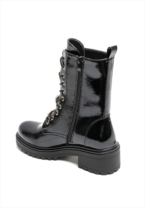 Lace up patent boots-null