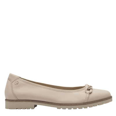 Tamaris γυναικεία μπαλαρίνα, Beige Δερμα, medium