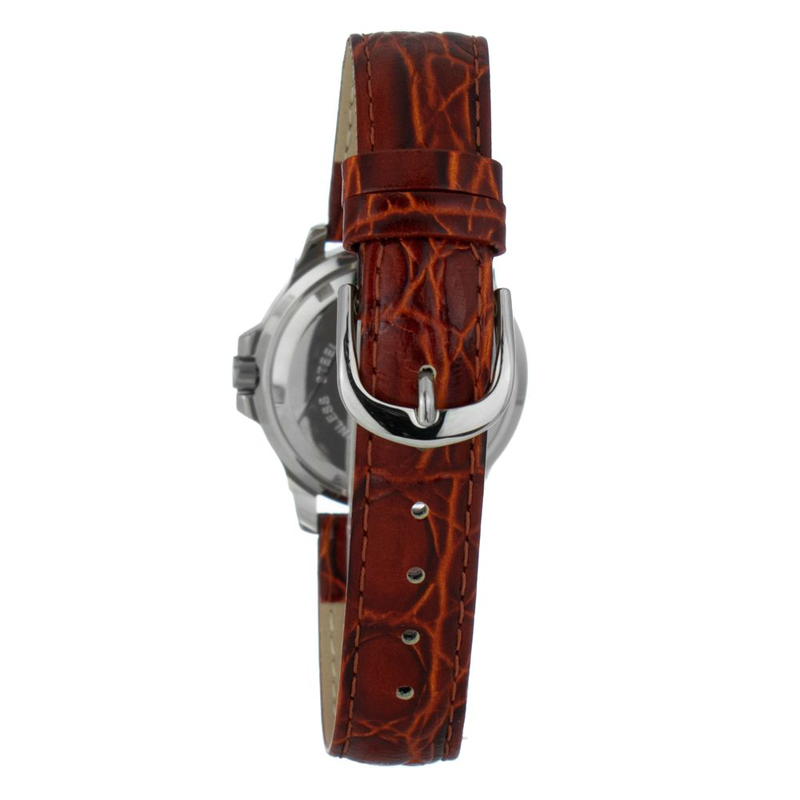 Brown leather dress watch-null