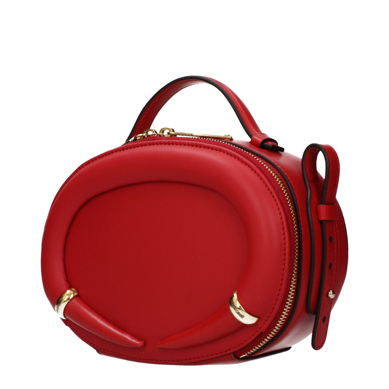 Red leather handbag-null