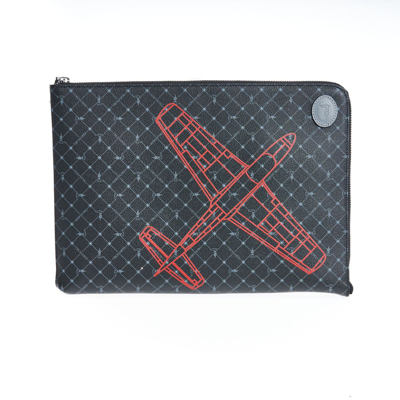 Black leather men clutch-null