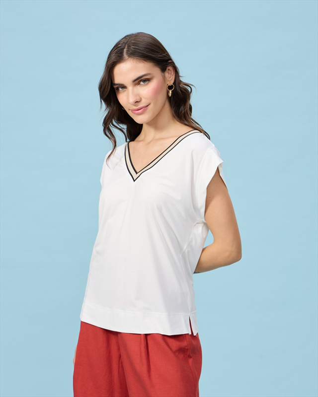 Blouse lycra v neck-null