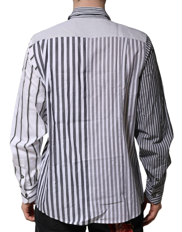 White gray striped cotton men casual shirt-null
