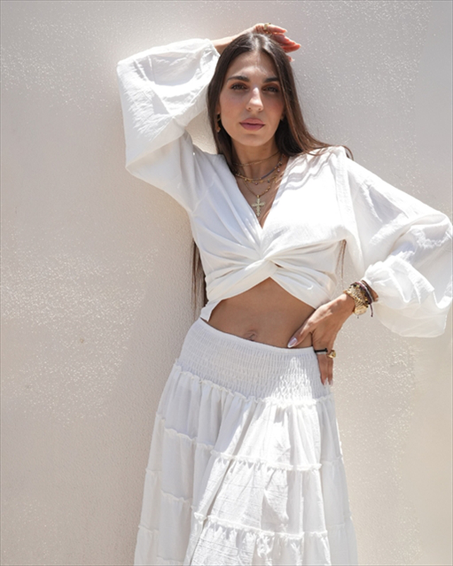 Product image: Zande esmeralda maxi skirt and wrap top set an36-null