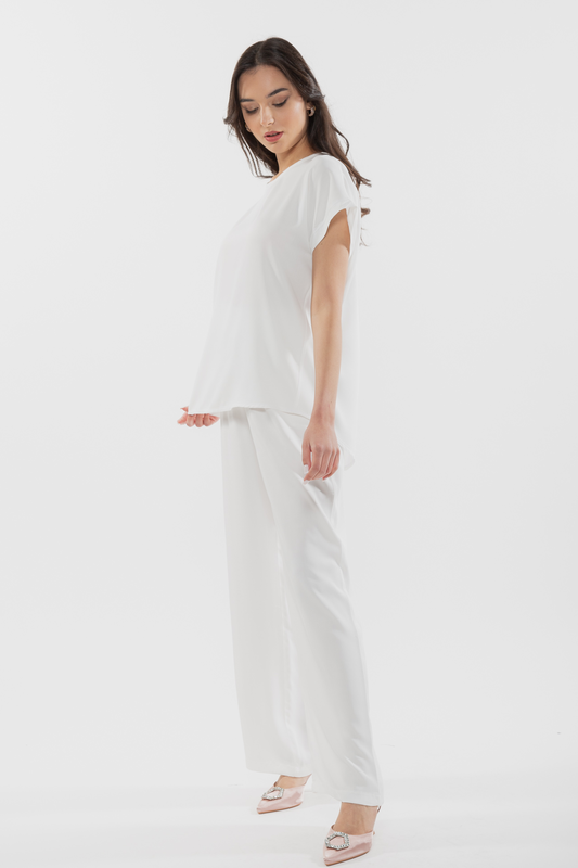 Casual set - blouse & trouser - white , m/l-null