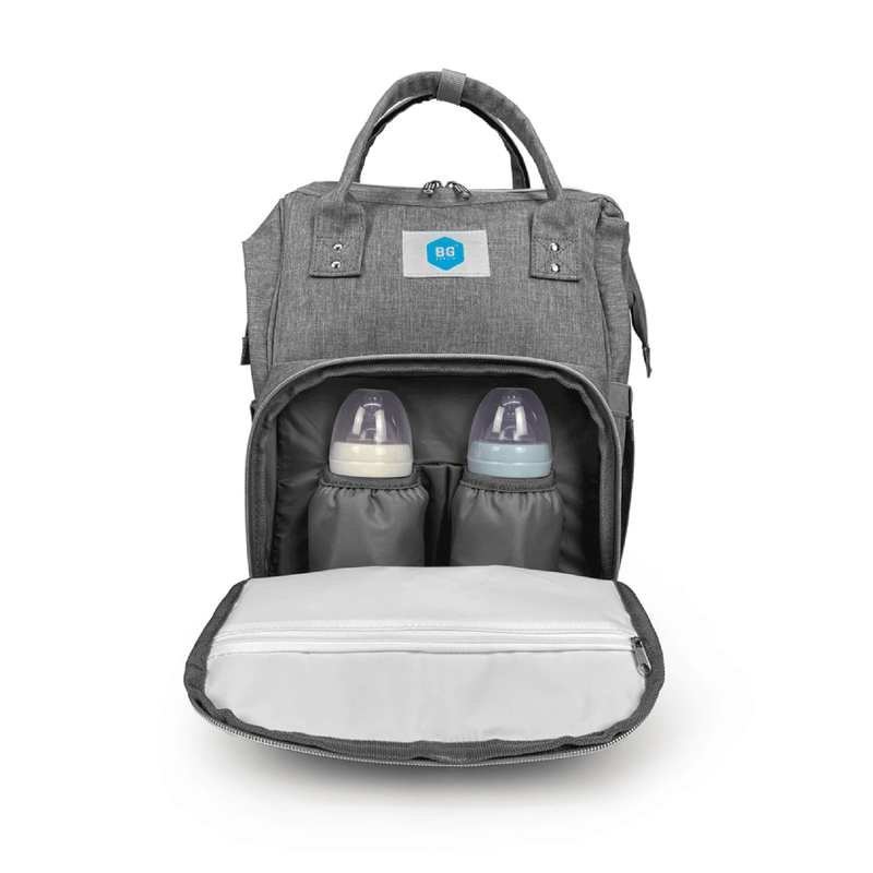 Bg berlin - mama bag & gift stainless steel bottle. Changing backpack, light blue diaper bag. image number null