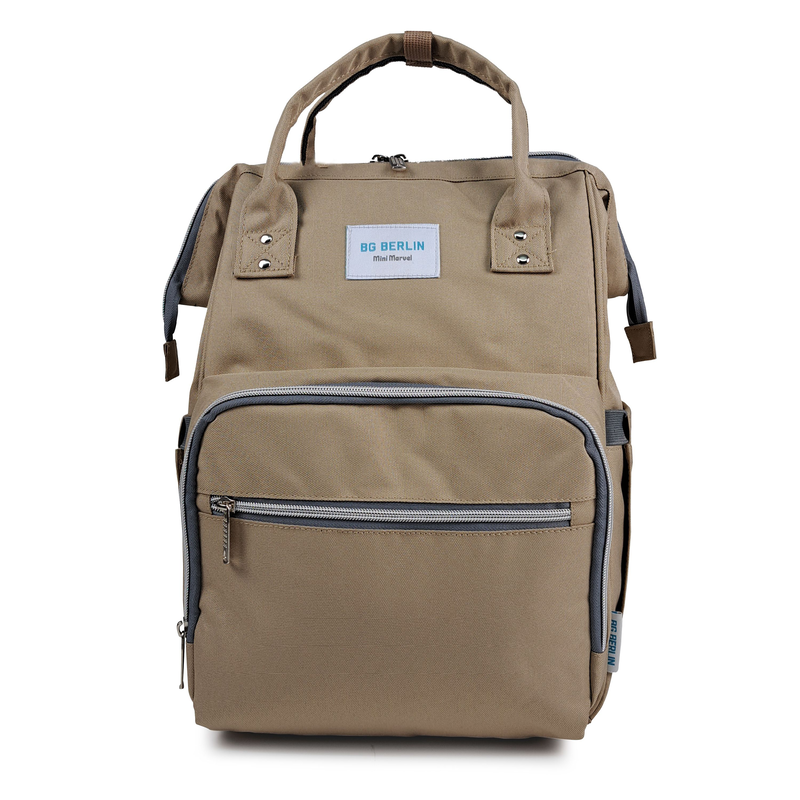 Bg berlin - mama bag & gift stainless steel bottle. Changing backpack, light blue diaper bag. image number null