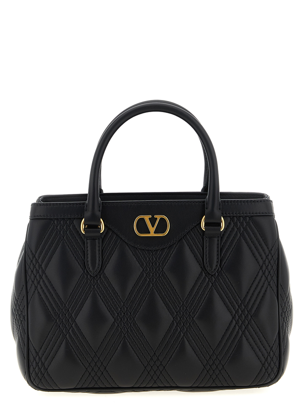 Black lamb leather handbag-null