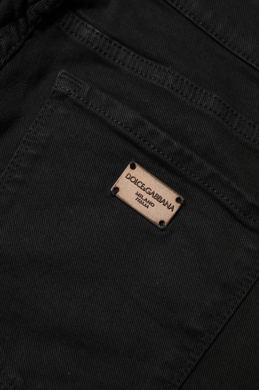 Black cotton skinny mid waist denim jeans-null