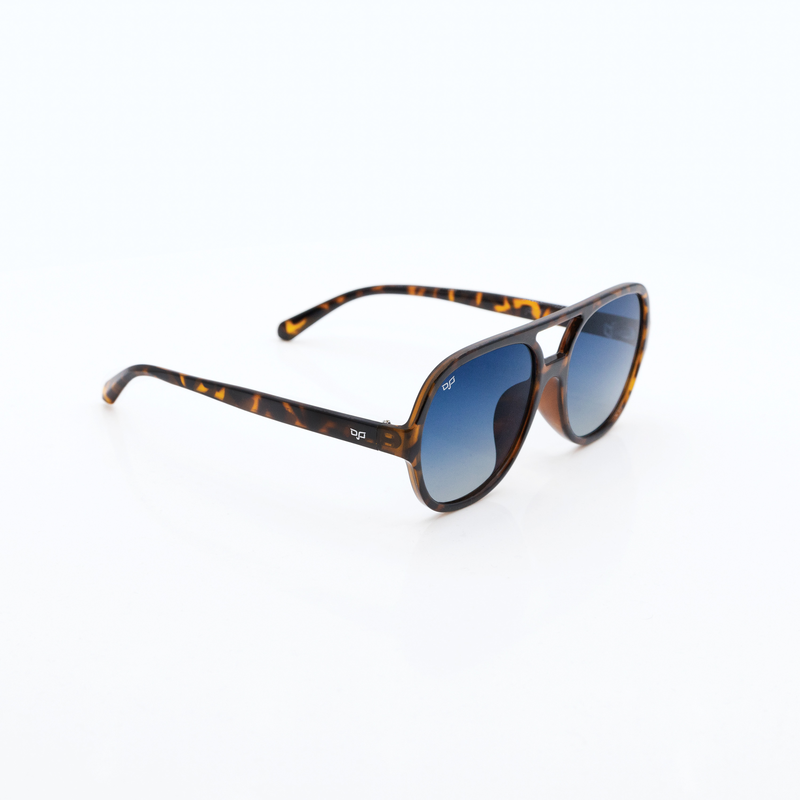 OJO man sunglasses round shell brown frame and temples with gradient blue polarised lenses rx image number null