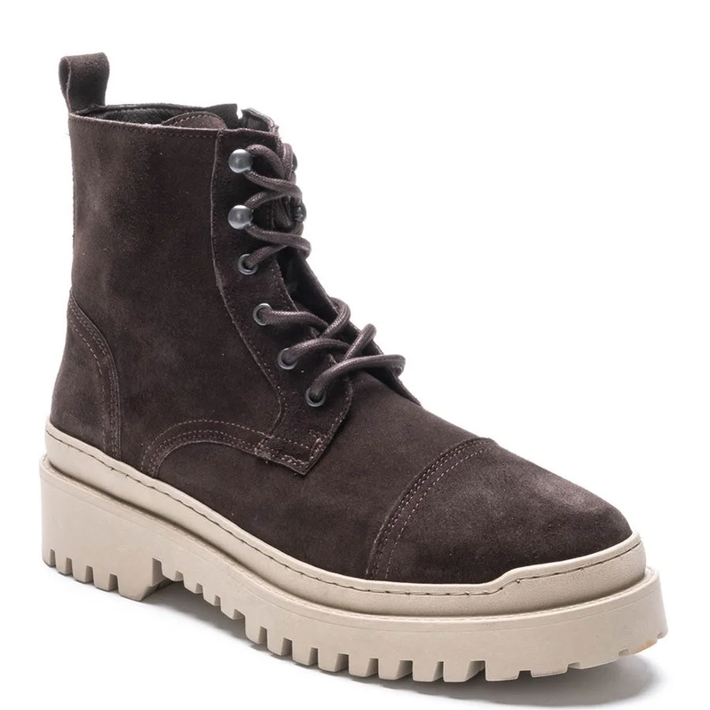 Brown suede lace up boots image number null