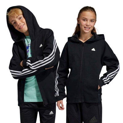 U fi 3-stripes fz hoodie, Black / White, medium