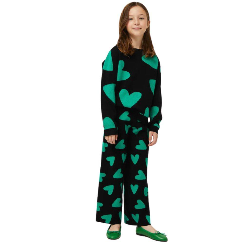 Compania fantastica girls knit sweater with heart print-null