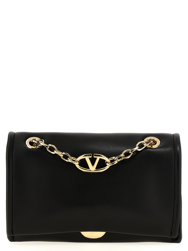 Black lamb leather shoulder bag-null