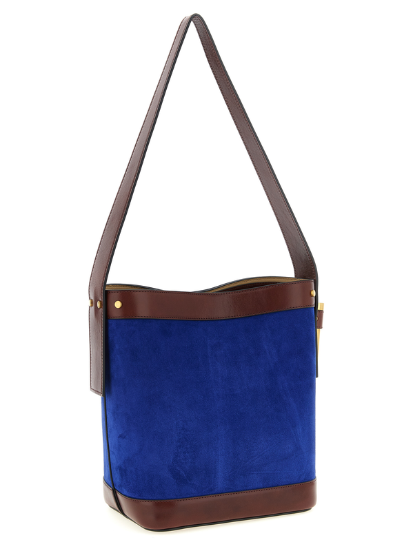 Blue calfskin shoulder bag-null