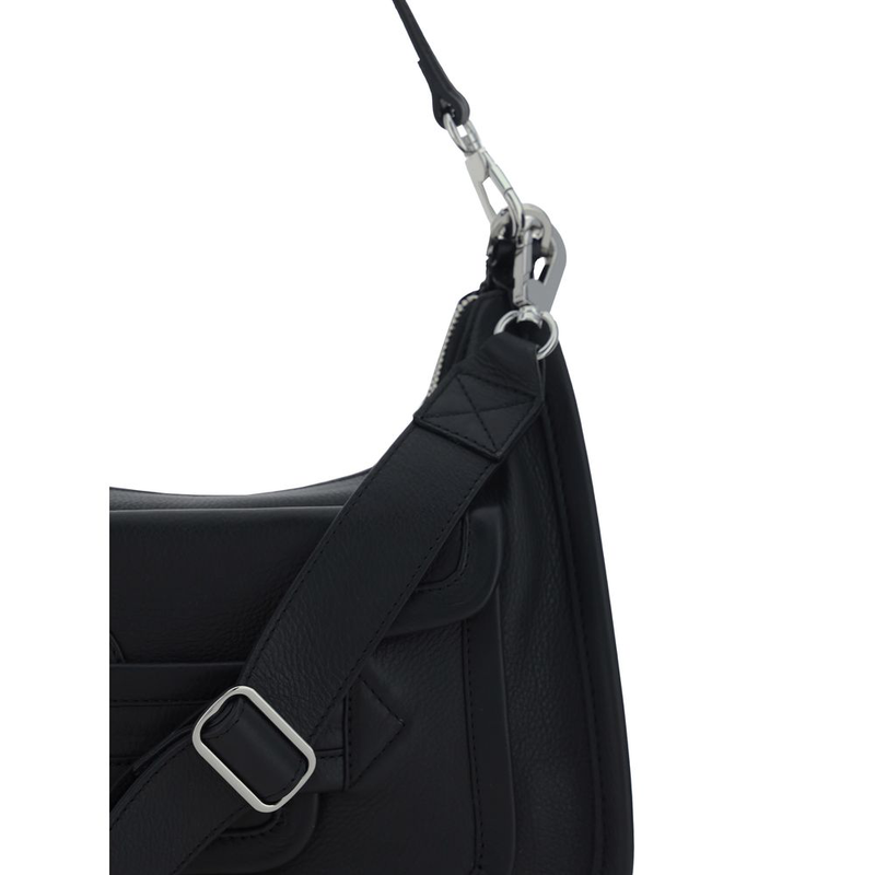Black calf leather bos taurus shoulder bag-null