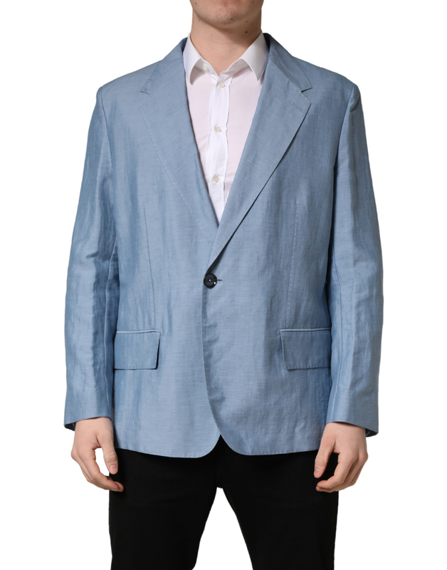 Light blue single breasted men jacket blazer-null
