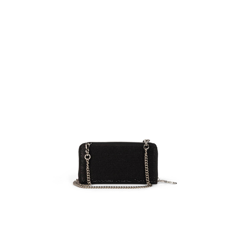 Mia sequin large zip wallet with metal chain-null