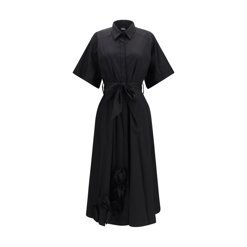 Black cotton casual dress-null